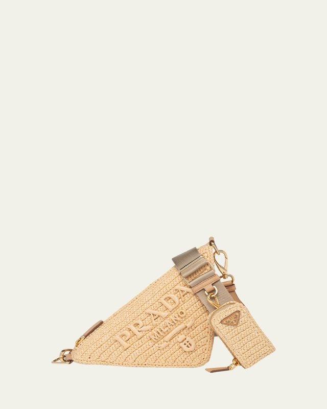 Triangle Raffia Crossbody Bag